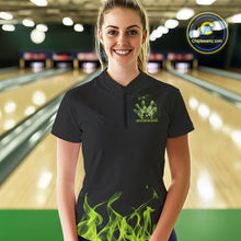 Load image into Gallery viewer, Custom Green Skull Smoke Bowling Team Women Quarter-Zip Shirts, Halloween Bowling Outfit IPHW9773