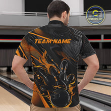 Load image into Gallery viewer, Custom Black And Yellow Flame Bowling Team Men Quarter-Zip Shirts, Fire Bowling Jerseys IPHW9781
