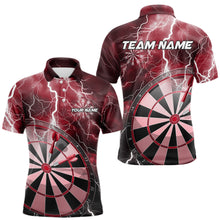 Load image into Gallery viewer, Custom Red Thunder Lightning Dartboard Dart Polo Shirts For Men, Dart Tournament Team Shirt IPHW8489
