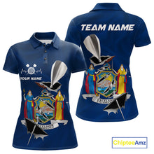 Load image into Gallery viewer, Custom New York State Flag Silver Dart Steel Tip Dart Women Polo Shirt, Dart Team Jerseys IPHW10562