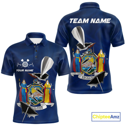 Custom New York State Flag Silver Dart Steel Tip Dart Men Polo Shirt, Dart Team Jerseys IPHW10562