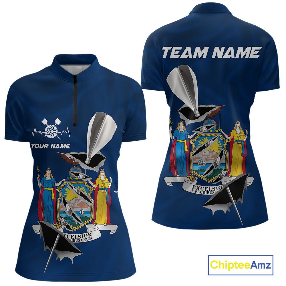 Custom New York State Flag Silver Dart Steel Tip Dart Women Shirt, Dart Team Jerseys IPHW10562