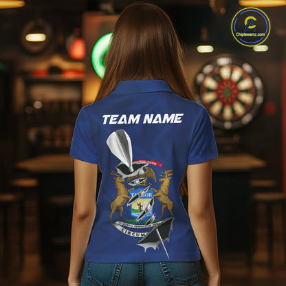 Custom Michigan State Flag Silver Dart Steel Tip Dart Women Polo Shirt, Dart Team Jerseys IPHW10564