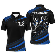 Load image into Gallery viewer, Black And Blue Custom Classic Bowling Shirts For Men, Bowling Uniform Bowling Jerseys For Team IPHW7265