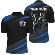 Load image into Gallery viewer, Black And Blue Custom Classic Bowling Shirts For Men, Bowling Uniform Bowling Jerseys For Team IPHW7265