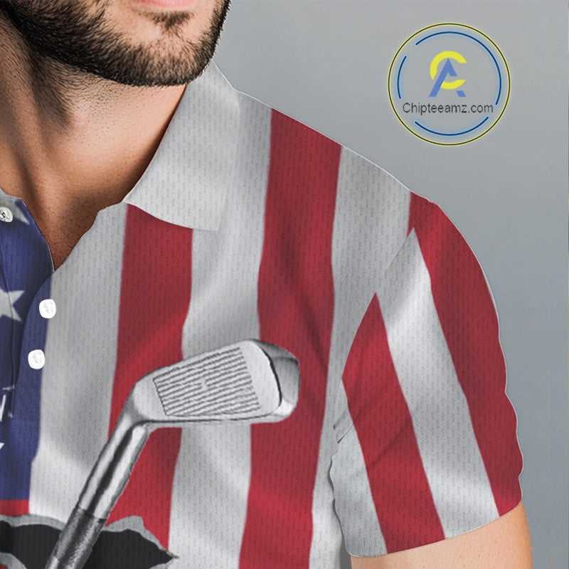 Custom US Flag Golf Club Patriotic Golf Team Shirt For Men, American Golfer Outfits IPHW10579