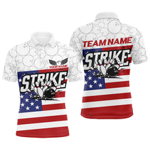 Load image into Gallery viewer, Custom American Flag Strike Bowling Shirts For Men And Women, Patriotic Bowling League Jerseys IPHW6695