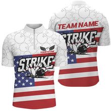 Load image into Gallery viewer, Custom American Flag Strike Bowling Shirts For Men And Women, Patriotic Bowling League Jerseys IPHW6695