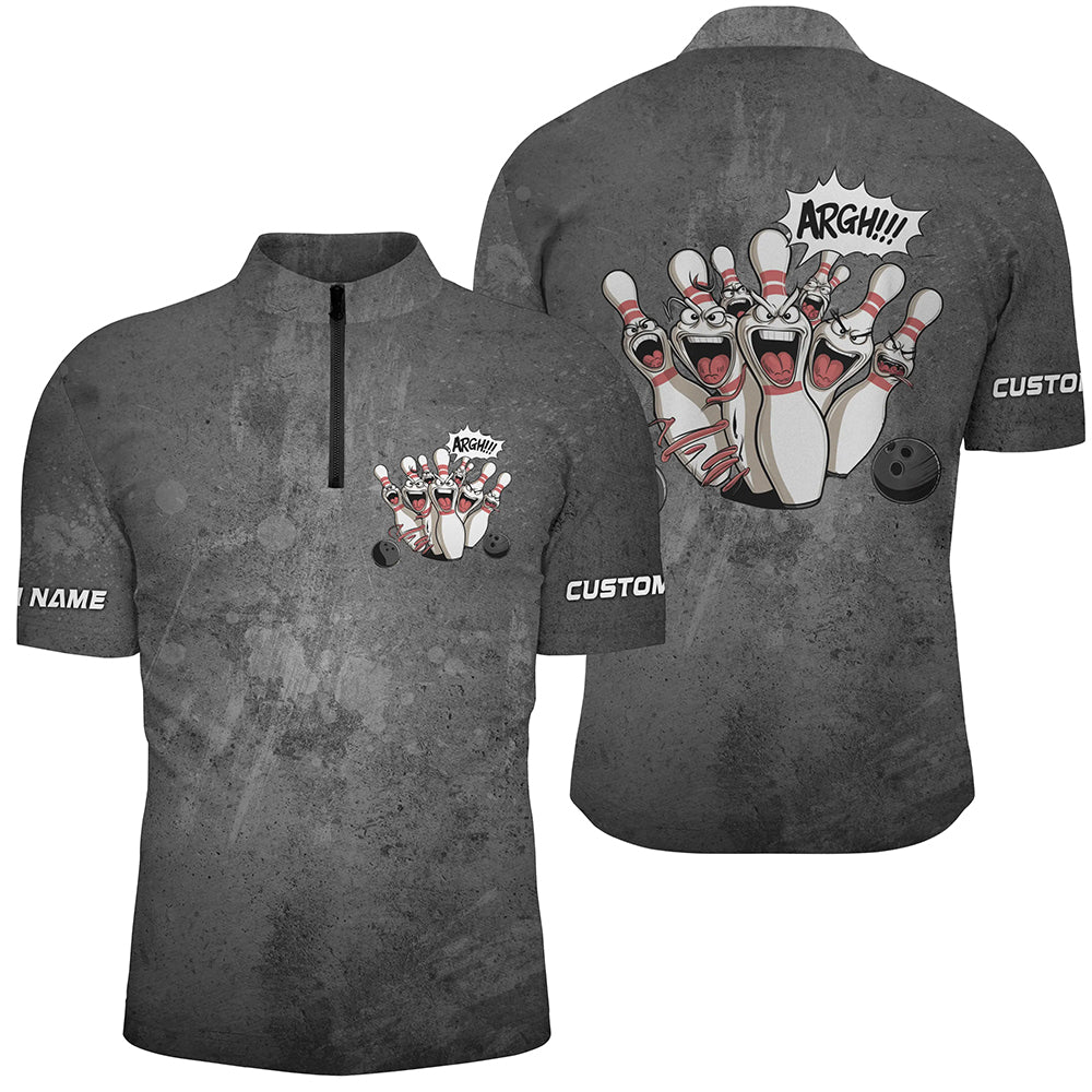 Angry Bowling Pins Face Custom Funny Bowling Shirts For Men And Women, Vintage Bowlers Outfits IPHW6696