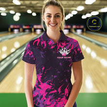 Load image into Gallery viewer, Custom Purple And Pink Camo Women Bowling League Shirt, Bowlers Jerseys Tournament Outfit IPHW10621