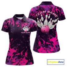 Load image into Gallery viewer, Custom Purple And Pink Camo Women Bowling League Shirt, Bowlers Jerseys Tournament Outfit IPHW10621