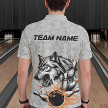 Load image into Gallery viewer, Custom Gray And Red Wolf Bowling Polo Shirts For Men, Wolf Bowling Tournament Shirt IPHW8717