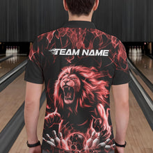 Load image into Gallery viewer, Custom Black And Red Flame Lion Bowling Men Polo Shirts, Lion Bowling Team Uniform IPHW8983