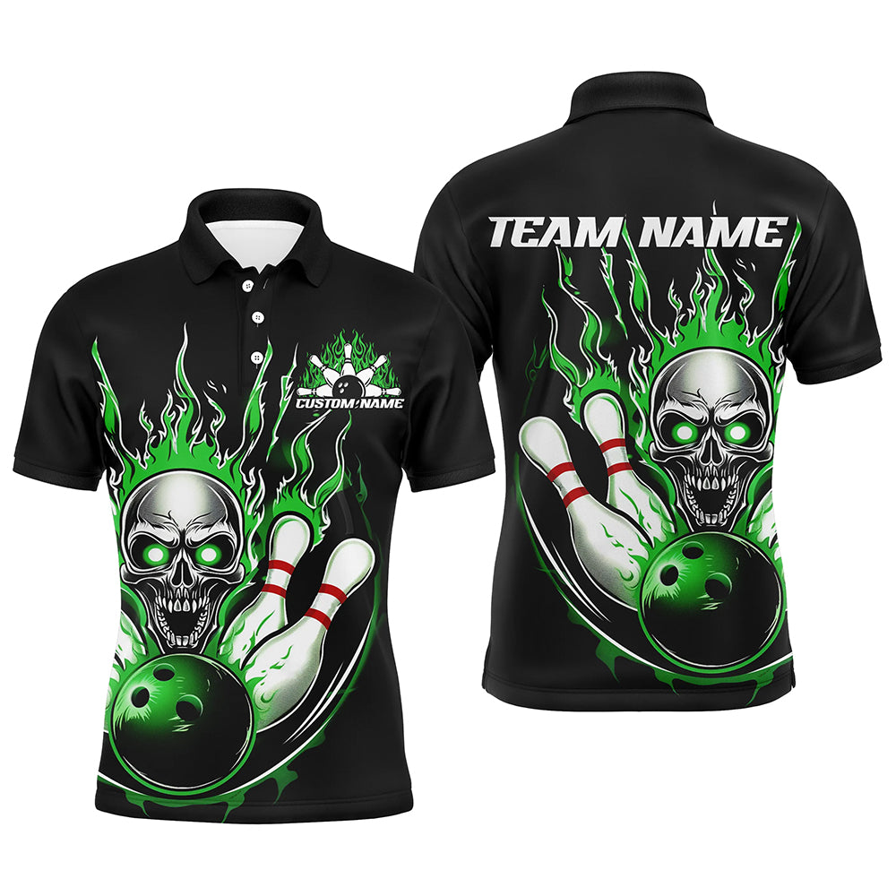 Custom Multi-Color Flame Skull Bowling Team Shirts For Men And Women, Flaming Bowling Jerseys Bowlers Outfit IPHW6555