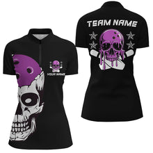 Load image into Gallery viewer, Purple Skull Bowling Ball Custom Women Bowling Team Jerseys, Bowling Tournament Shirts IPHW6721