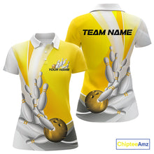 Load image into Gallery viewer, Custom Gold Bowling Polo Shirts For Women, Bowling Team Shirt Bowlers Outfit IPHW9230