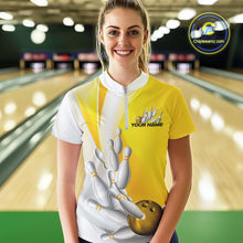 Load image into Gallery viewer, Custom Gold Bowling Quarter-Zip Shirts For Women, Bowling Team Shirt Bowlers Outfit IPHW9230