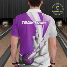 Load image into Gallery viewer, Custom Purple Bowling Polo Shirts For Men, Bowling Team Shirt Bowlers Outfit IPHW9231