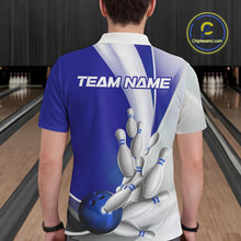 Load image into Gallery viewer, Custom Blue Bowling Polo Shirts For Men, Bowling Team Shirt Bowlers Outfit IPHW9232