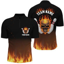 Load image into Gallery viewer, Personalized Men Bowling Shirts, Flame Skull Team Bowling Jerseys For Bowling Players IPHW5159