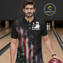 Load image into Gallery viewer, Smoke American Flag Custom Patriotic Bowling Shirts For Men, US Bowling Team Shirt Bowlers IPHW7585