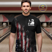 Load image into Gallery viewer, Smoke American Flag Custom Patriotic Bowling Shirts For Men, US Bowling Team Shirt Bowlers IPHW7585