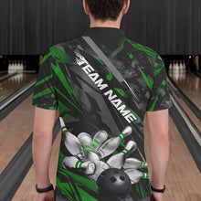 Load image into Gallery viewer, Custom Black And Green Bowling Polo Shirts For Men, Bowling Tournament Team Uniform IPHW8529