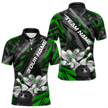 Load image into Gallery viewer, Custom Black And Green Bowling Polo Shirts For Men, Bowling Tournament Team Uniform IPHW8529