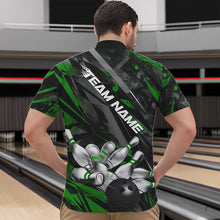 Load image into Gallery viewer, Custom Black And Green Bowling Quarter-Zip Shirts For Men, Bowling Tournament Team Uniform IPHW8529