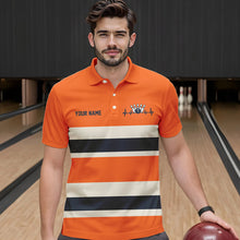 Load image into Gallery viewer, Custom Classic Retro Orange Bowling Polo Shirts For Men, Bowling Team Shirt With Name IPHW8531