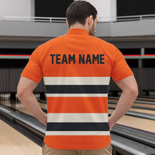 Load image into Gallery viewer, Custom Classic Retro Orange Bowling Quarter-Zip Shirts For Men, Bowling Team Shirt With Name IPHW8531