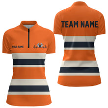 Load image into Gallery viewer, Custom Classic Retro Orange Bowling Womens Quarter-Zip Shirts, Bowling Team Shirt With Name IPHW8531