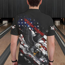 Load image into Gallery viewer, Personalized American Flag Eagle Men Bowling Polo Shirts, Patriotic US Bowling League Shirt  IPHW8731