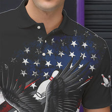 Load image into Gallery viewer, Personalized American Flag Eagle Men Bowling Polo Shirts, Patriotic US Bowling League Shirt  IPHW8731