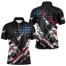 Load image into Gallery viewer, Personalized American Flag Eagle Men Bowling Polo Shirts, Patriotic US Bowling League Shirt  IPHW8731