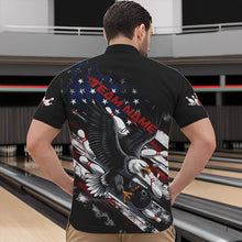 Load image into Gallery viewer, Personalized American Flag Eagle Men Bowling Quarter-Zip Shirts, Patriotic US Bowling League Shirt  IPHW8731