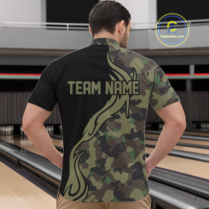 Military Green Camo Custom Army Bowling Team Shirts Personalized Bowling League Shirts For Men IPHW5515