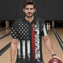 Load image into Gallery viewer, Custom Red Thin Line American Flag Eagle Bowling Men Polo Shirts, Patriotic US Bowling Shirt IPHW8736