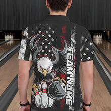 Load image into Gallery viewer, Custom Red Thin Line American Flag Eagle Bowling Men Polo Shirts, Patriotic US Bowling Shirt IPHW8736