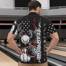 Load image into Gallery viewer, Custom Red Thin Line American Flag Eagle Bowling Men Quarter-Zip Shirts, Patriotic US Bowling Shirt IPHW8736