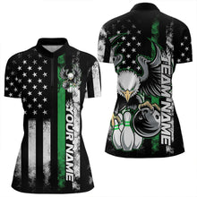 Load image into Gallery viewer, Custom Green Line American Flag Eagle Bowling Women Quarter-Zip Shirt, Patriotic Bowling IPHW8737