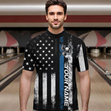 Load image into Gallery viewer, Custom Blue Thin Line American Flag Eagle Bowling Men Quarter-Zip Shirts, Patriotic US Bowling IPHW8738