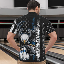 Load image into Gallery viewer, Custom Blue Thin Line American Flag Eagle Bowling Men Quarter-Zip Shirts, Patriotic US Bowling IPHW8738