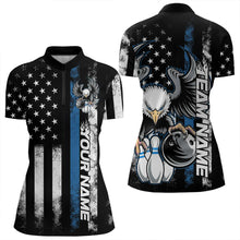 Load image into Gallery viewer, Custom Blue Line American Flag Eagle Bowling Women Quarter-Zip Shirt, Patriotic Bowling IPHW8738