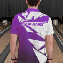 Load image into Gallery viewer, Custom White And Purple Bowling Team Polo Shirts For Men, Bowling Ball Pattern Bowlers Outfit IPHW8742