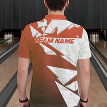 Load image into Gallery viewer, Custom White And Orange Bowling Team Polo Shirts For Men, Bowling Ball Pattern Bowlers Outfit IPHW8743