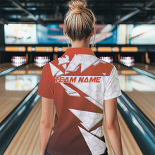 Load image into Gallery viewer, Custom White And Orange Bowling Team Womens Polo Shirt, Bowling Ball Pattern Bowlers Outfit IPHW8743