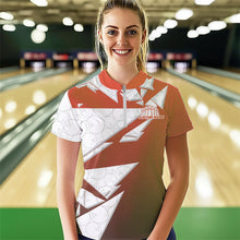 Load image into Gallery viewer, Custom White And Orange Bowling Team Women Quarter-Zip Shirt, Bowling Ball Pattern Outfit IPHW8743
