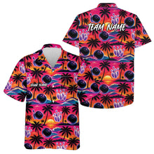 Load image into Gallery viewer, Custom Palm Tree And Sunset Scene Bowling Hawaiian Shirts For Men And Women Summer Outfit IPHW10829