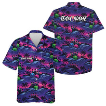 Load image into Gallery viewer, Custom Summer Vibe Ocean And Palm Tree Bowling Hawaiian Team Shirt IPHW10836